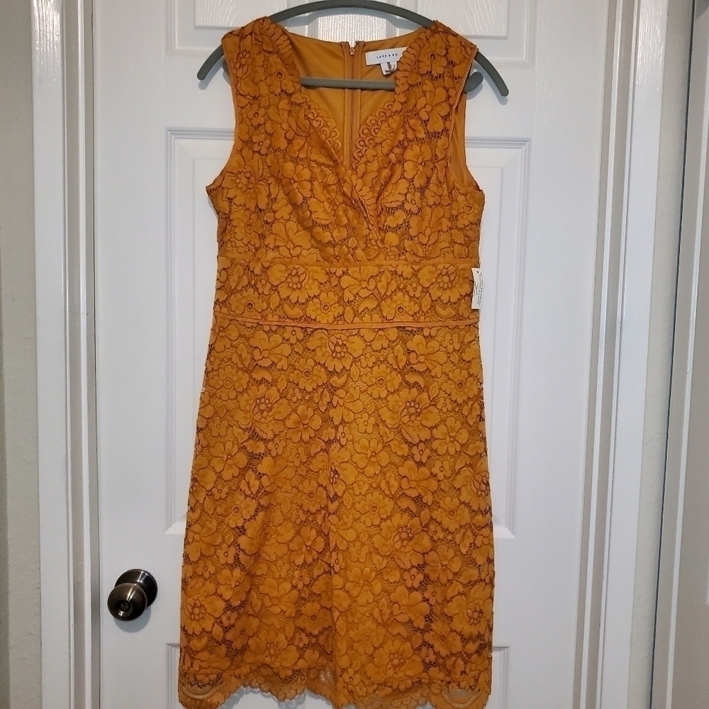 Lark & Ro Women's Sleeveless V-Neck Lace Crossover Detail Dress Sz 12